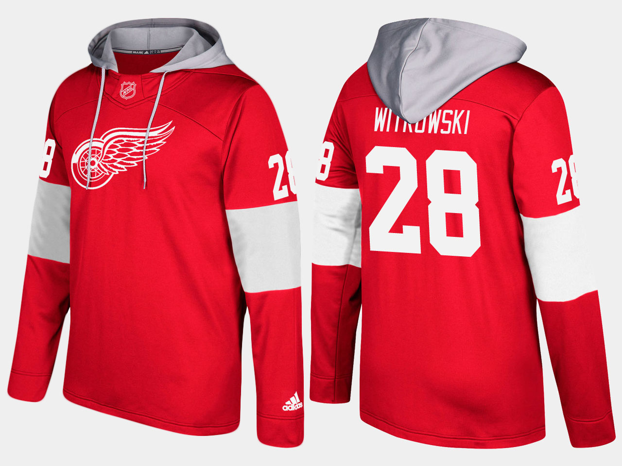 NHL Men Detroit red wings #28 luke witkowski red hoodie